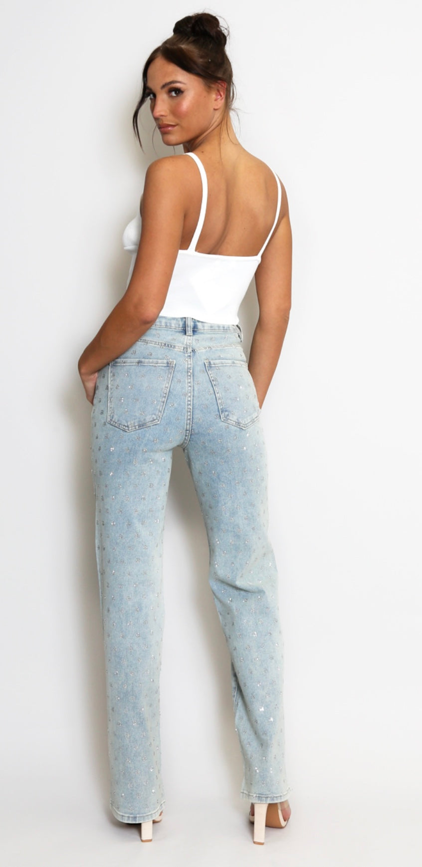Embellished Straight Fit Denim Jeans